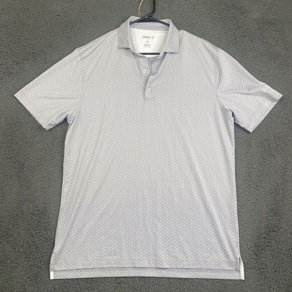 Johnnie-O Polo Shirt Mens Medium Dot Pattern Golf Stretch The Club at Snoqualmie - Picture 1 of 7